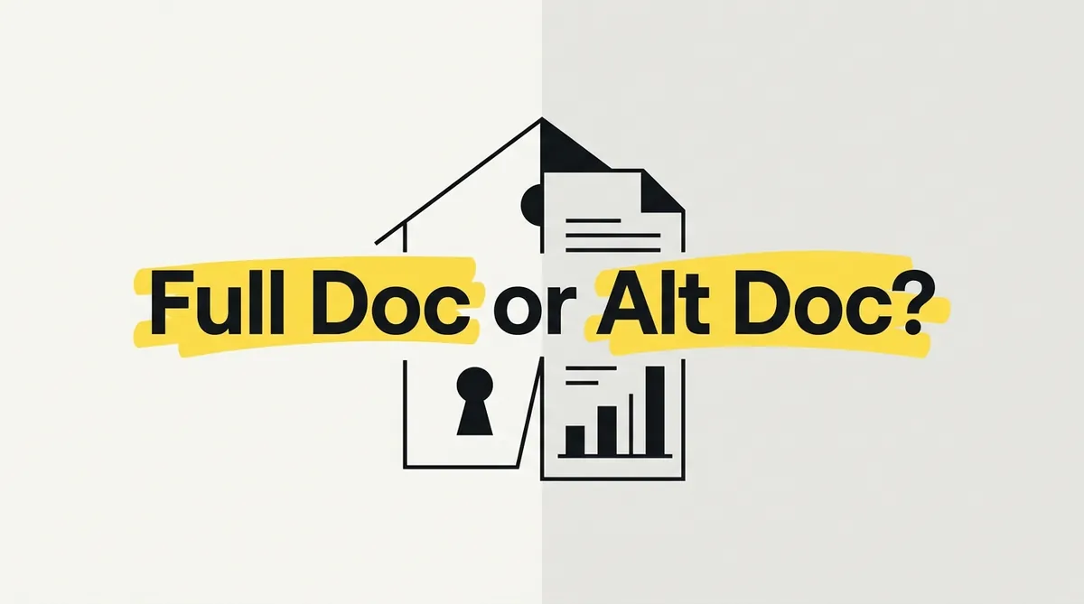 Self-employed borrower reviewing full doc and alt doc home loan paperwork in 2026