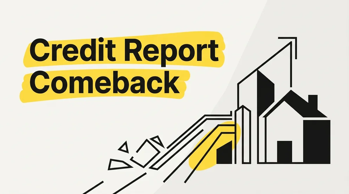 Australian borrower reviewing a credit report and mortgage options after a financial setback
